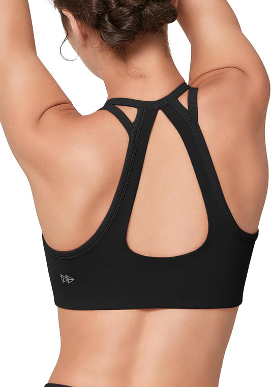 Women's Yvette Yoga Sports Bra - Light Support, Cute, Soft, Wireless, Padded Crop Tank Top