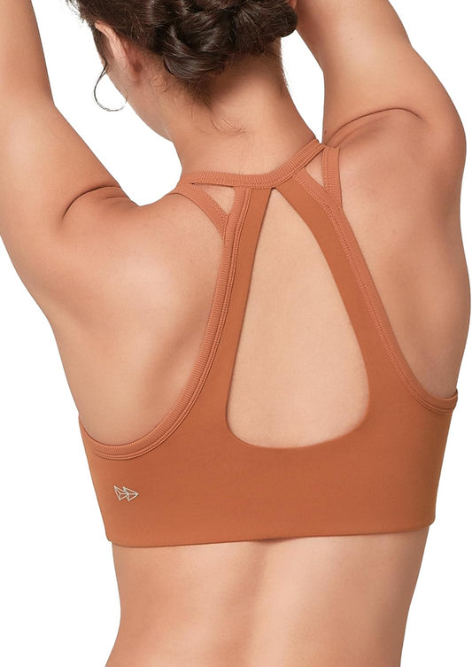 Women's Yvette Yoga Sports Bra - Light Support, Wireless, Padded, Cute Crop Tank Top - Soft and Comfortable
