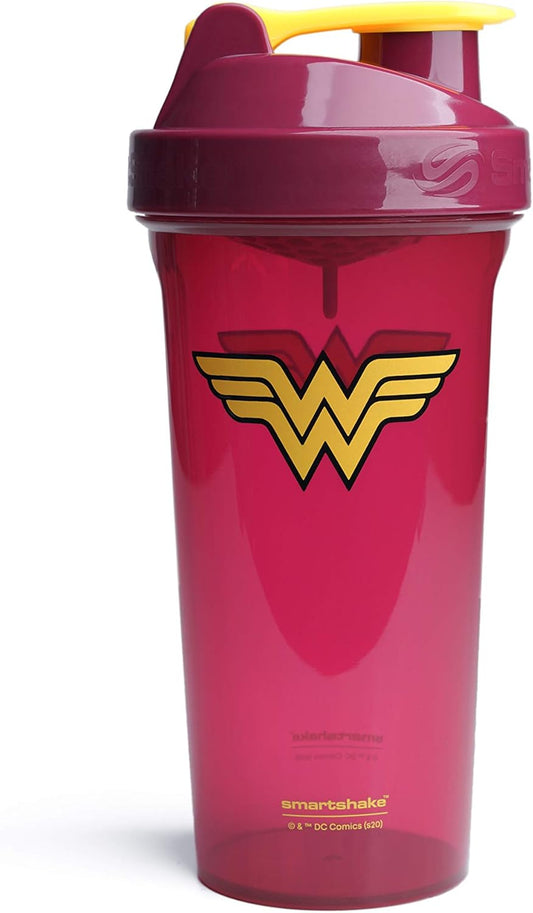 Wonder Woman Smartshake Lite Justice League Protein Shaker Bottle 800ml - BPA Free Gym Shaker Bottle for Protein Shakes, DC Comics Wonder Woman Water Bottle