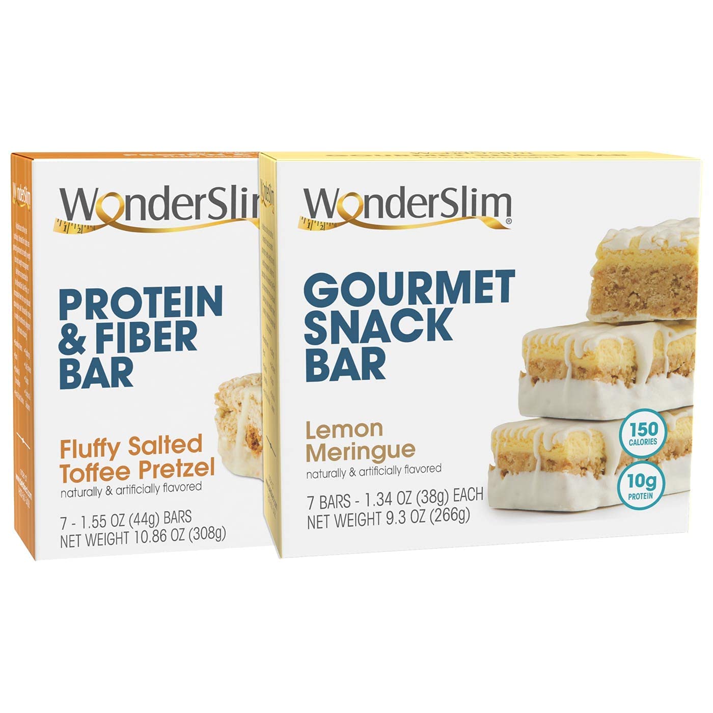 WonderSlim Protein & Fiber Bar Bundle: Fluffy Salted Toffee Pretzel & Lemon Meringue Gourmet Snack Bars