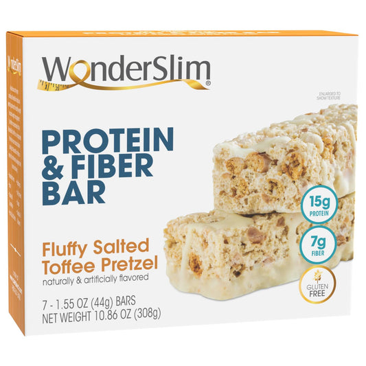 WonderSlim Salted Toffee Pretzel Protein & Fiber Bars - 15g Protein, 7g Fiber, Gluten Free (7ct)