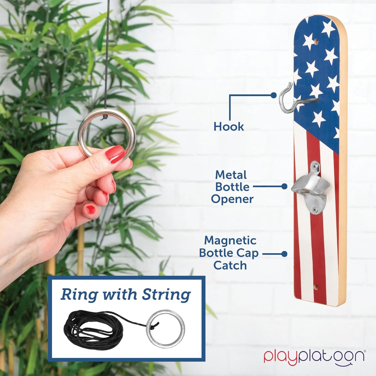 Wooden Hook and Ring Toss Bar Game Set for Adults - Fun Ring Toss Game for Basements and Bars - Ideal Gifts for Home Entertainment