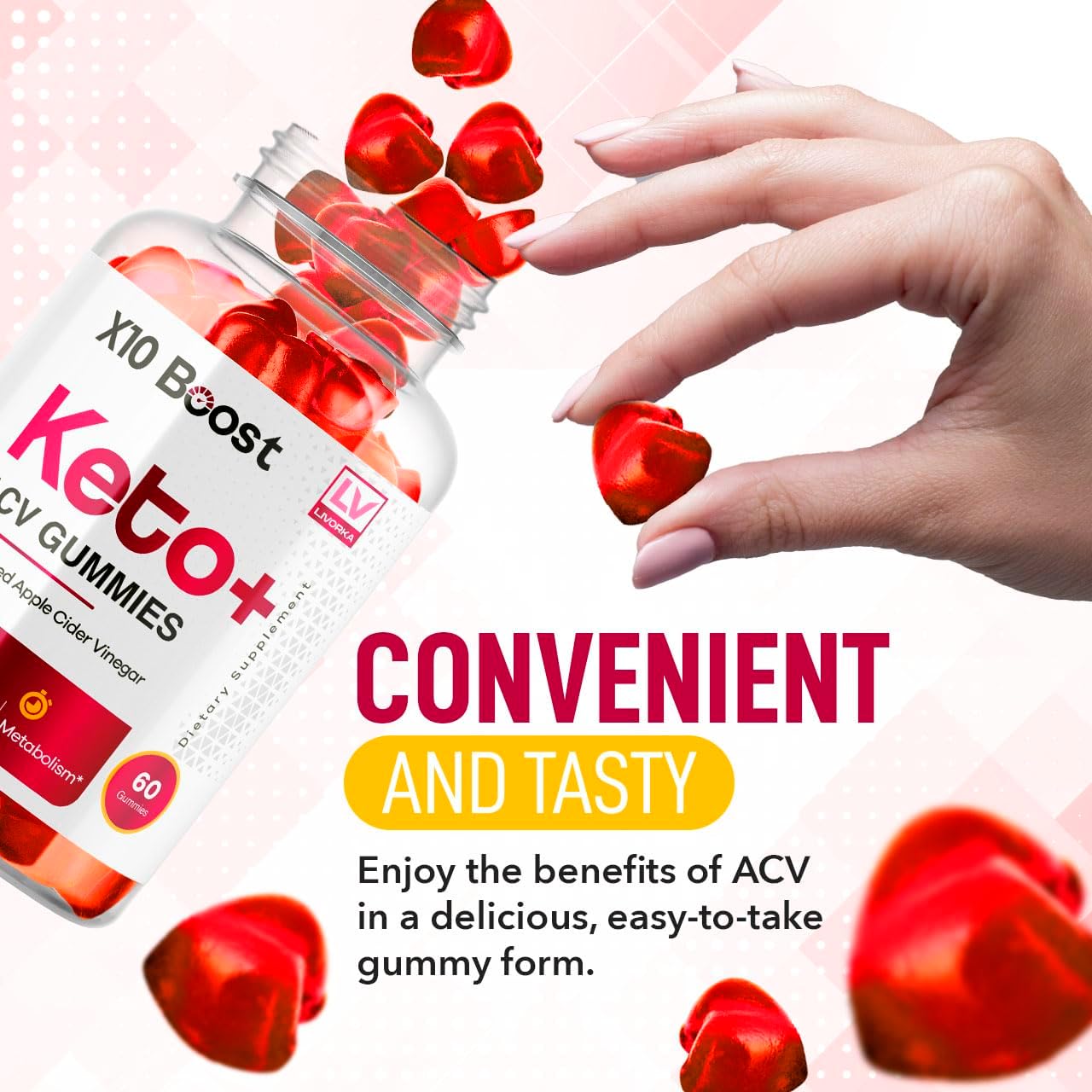 X10 Boost Keto ACV Gummies - 60 Gummies Pack for 30 Days - Advanced Formula with X10 Boost Technology