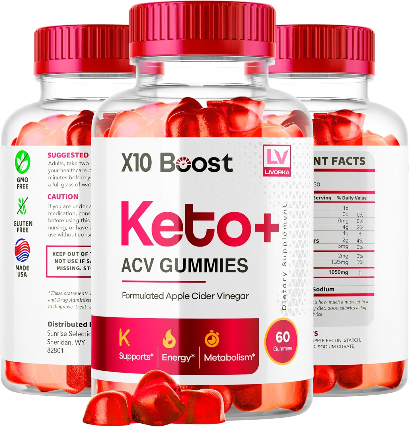X10 Boost Keto ACV Gummies - 60 Gummies Pack for 30 Days - Advanced Formula with X10 Boost Technology