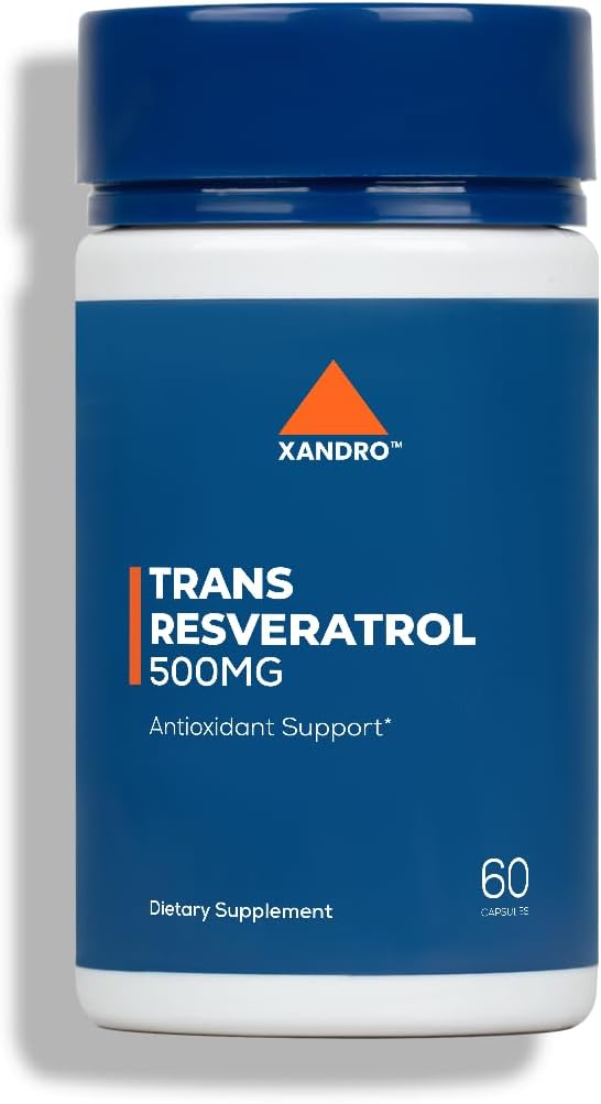 XANDRO Trans Resveratrol 500mg Capsules - Vegan Antioxidant Support Lab Tested - 60 Count
