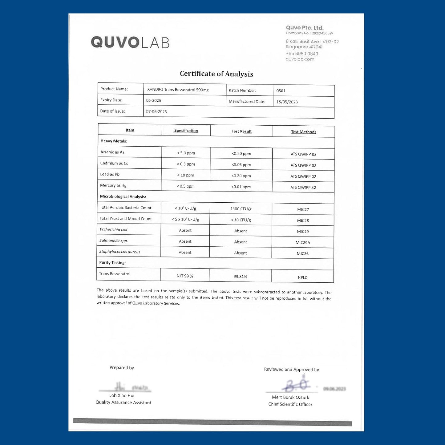 XANDRO Trans Resveratrol 500mg Capsules - Vegan Antioxidant Support Lab Tested - 60 Count