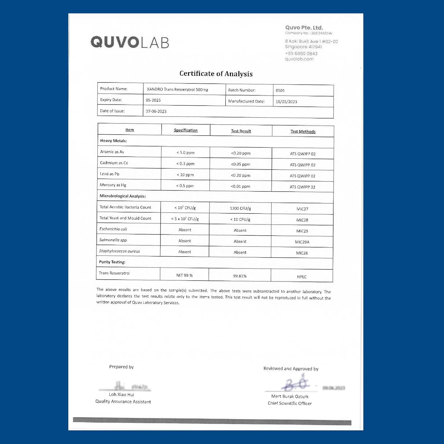 XANDRO Trans Resveratrol 500mg Capsules - Vegan Antioxidant Support Lab Tested - 60 Count