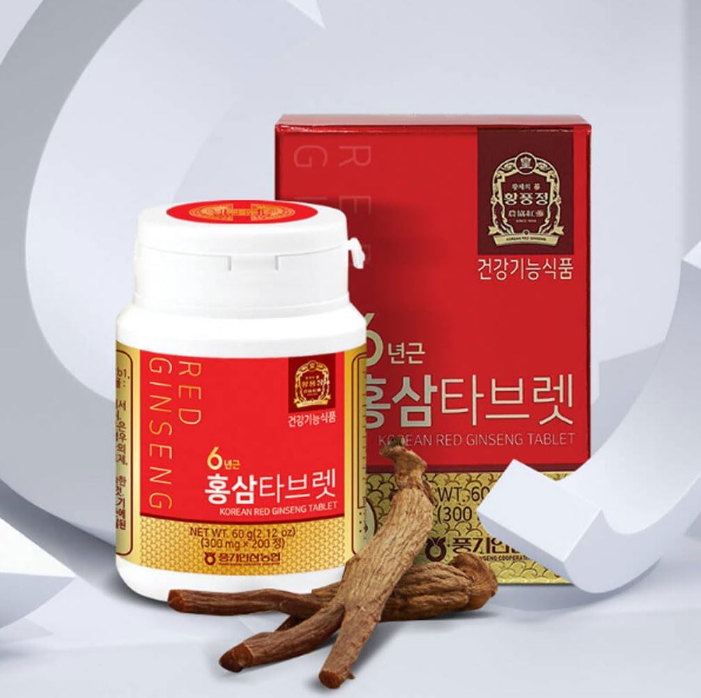 Xebec Authentic Korean Red Ginseng Tablets - 300mg x 200 - Supports Immune Health, Blood Flow, Memory - 100% Extract - 6 Year Ginseng