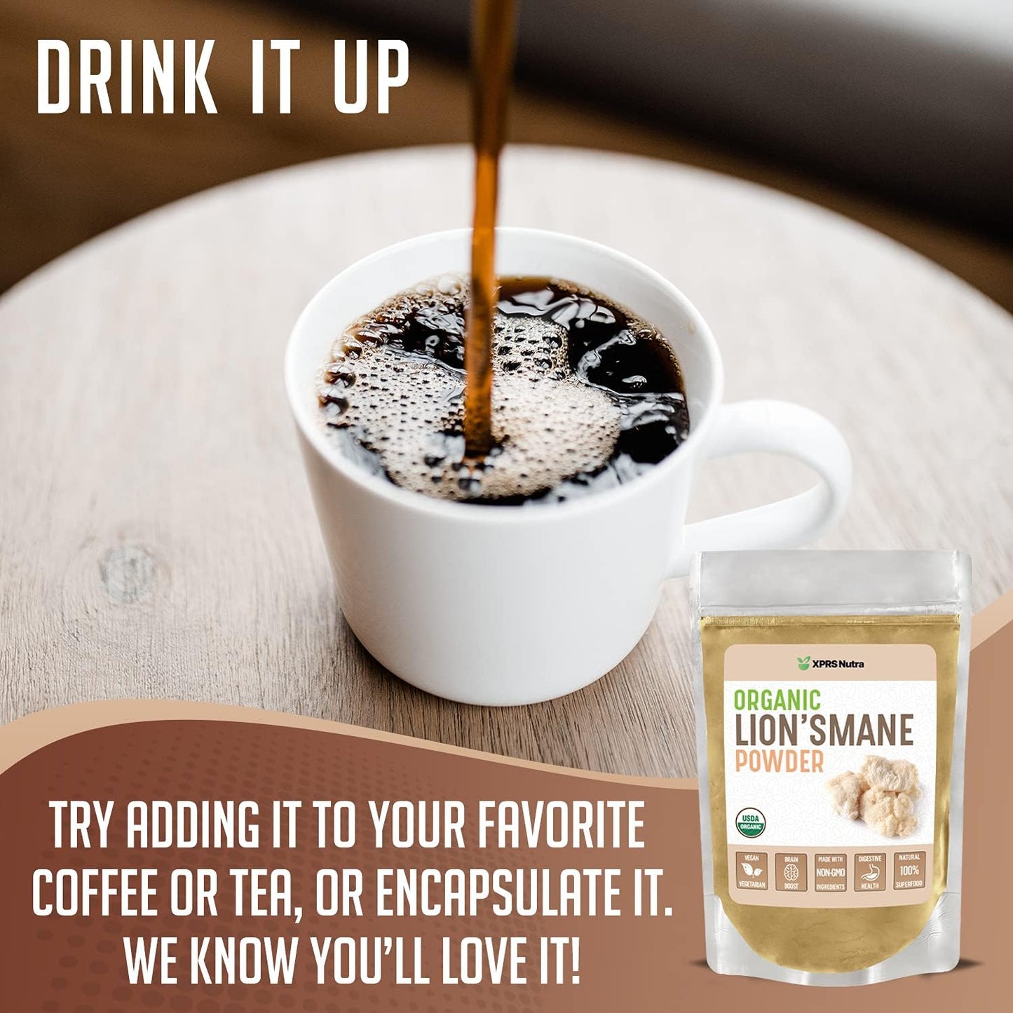 XPRS Nutra Organic Lion's Mane 8 Ounce DIY Supplement Kit for Size 00 Empty Capsules