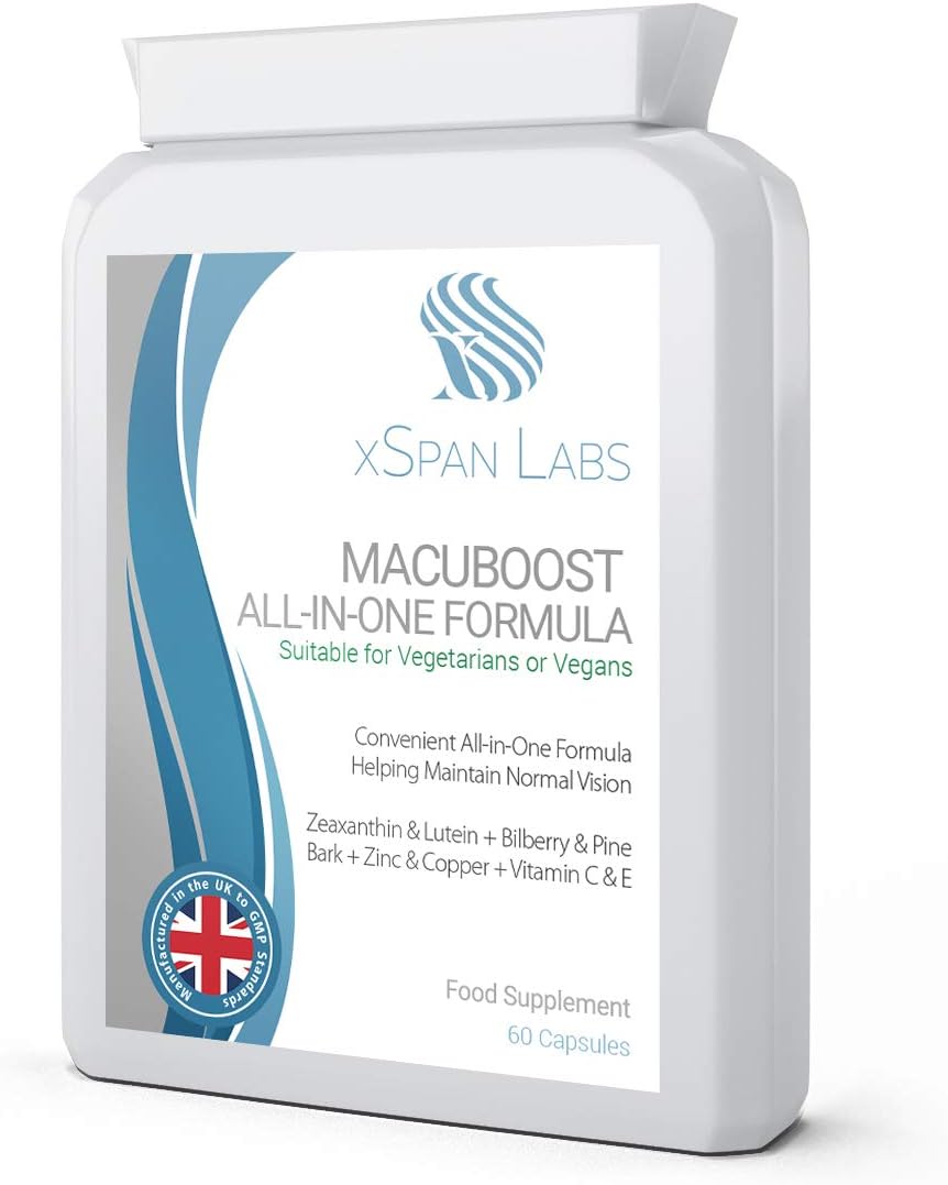 Xspan Labs MacuBoost All-in-ONE AREDS 2 Plus Formula - 60 Days Supply with Lutein, Zeaxanthin, Bilberry, and Pine Bark for Eyes and Macular Health
