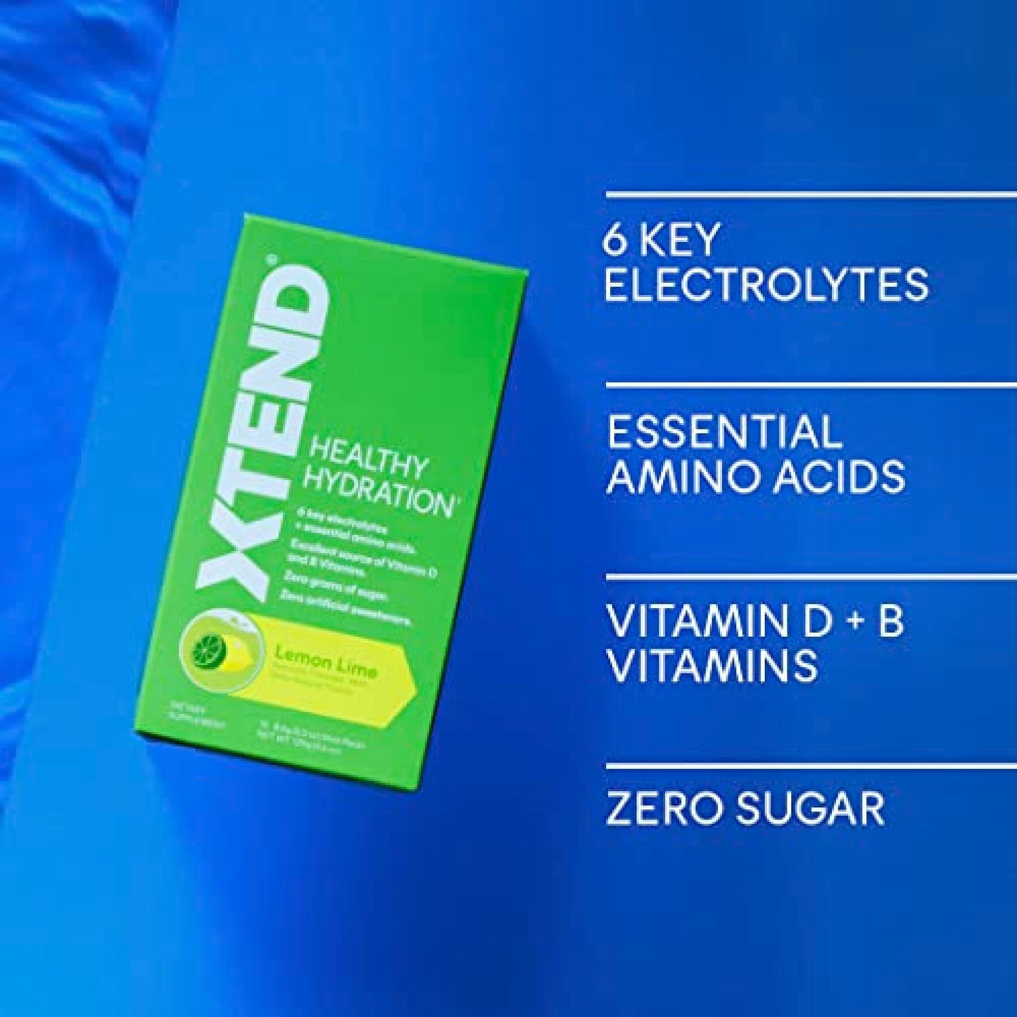 Xtend Healthy Hydration Lemon Lime Powder Packets - Zero Sugar Drink Mix with 6 Electrolytes & Amino Acids - NSF Certified - 15 Sticks