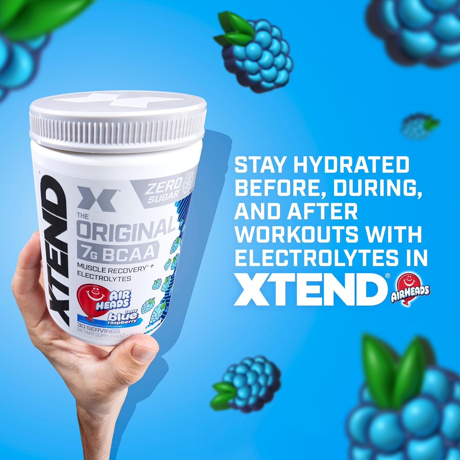 Xtend Original BCAA Powder Airheads Candy Flavor - Sugar Free Post Workout Drink - Muscle Recovery with Amino Acids for Men & Women - 30 Servings