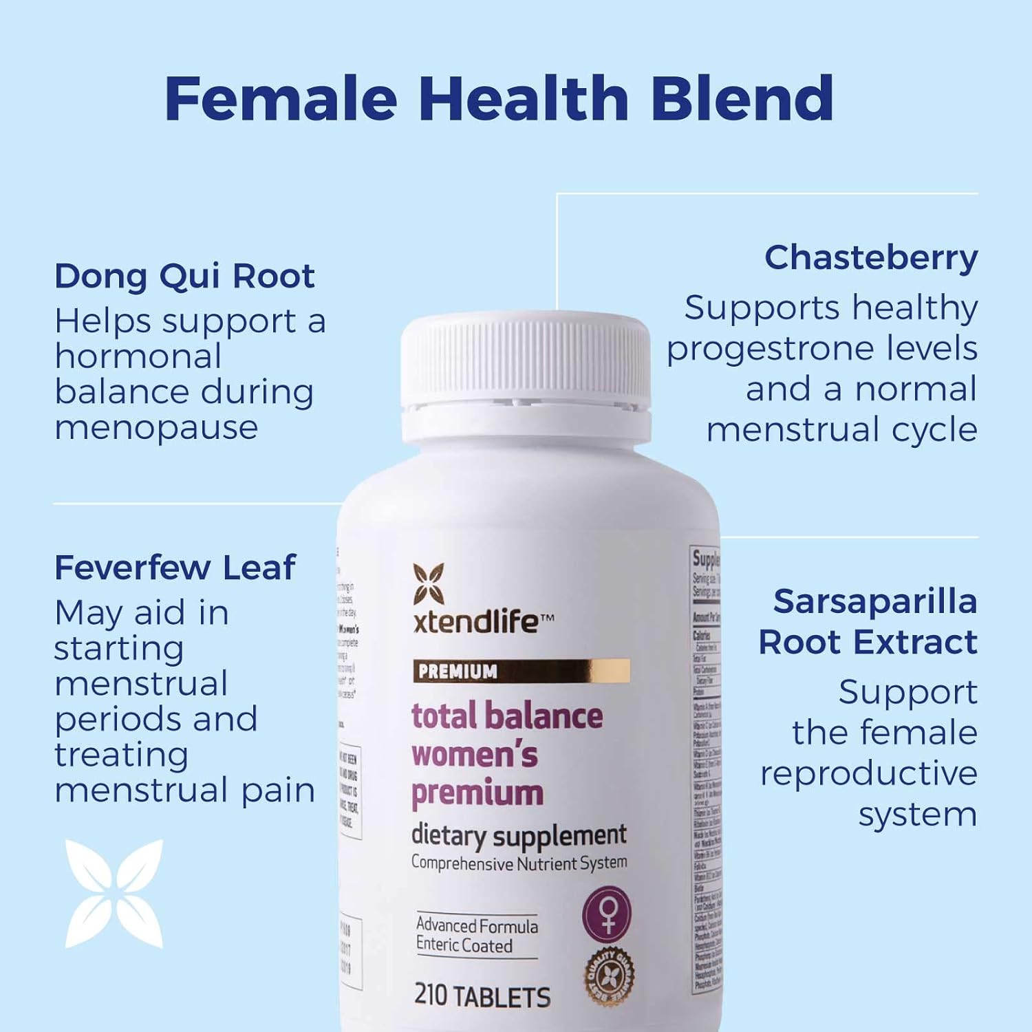 Xtendlife Total Balance Women's Premium Multivitamin Supplement with 90+ Nutrients for Females (210 Tablets)