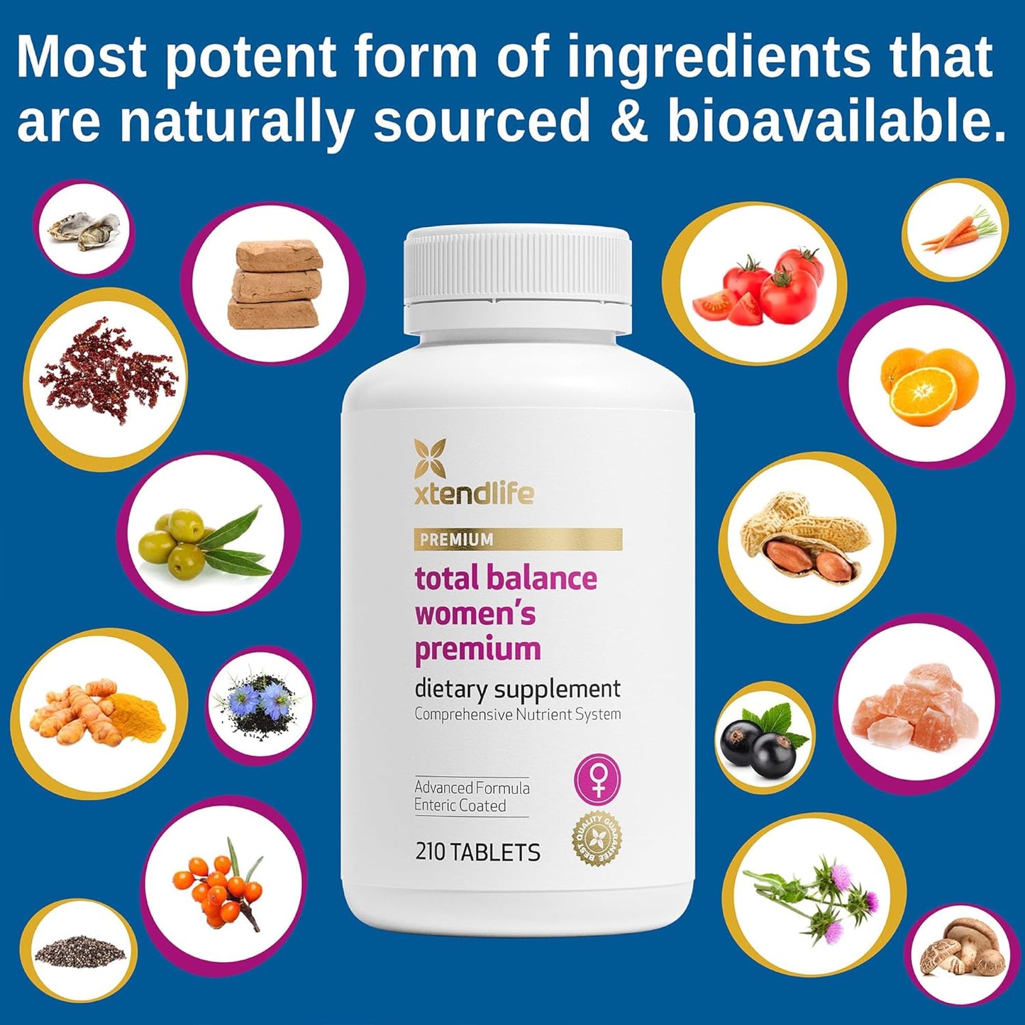 Xtendlife Total Balance Women's Premium Multivitamin Supplement with 90+ Nutrients for Females (210 Tablets)