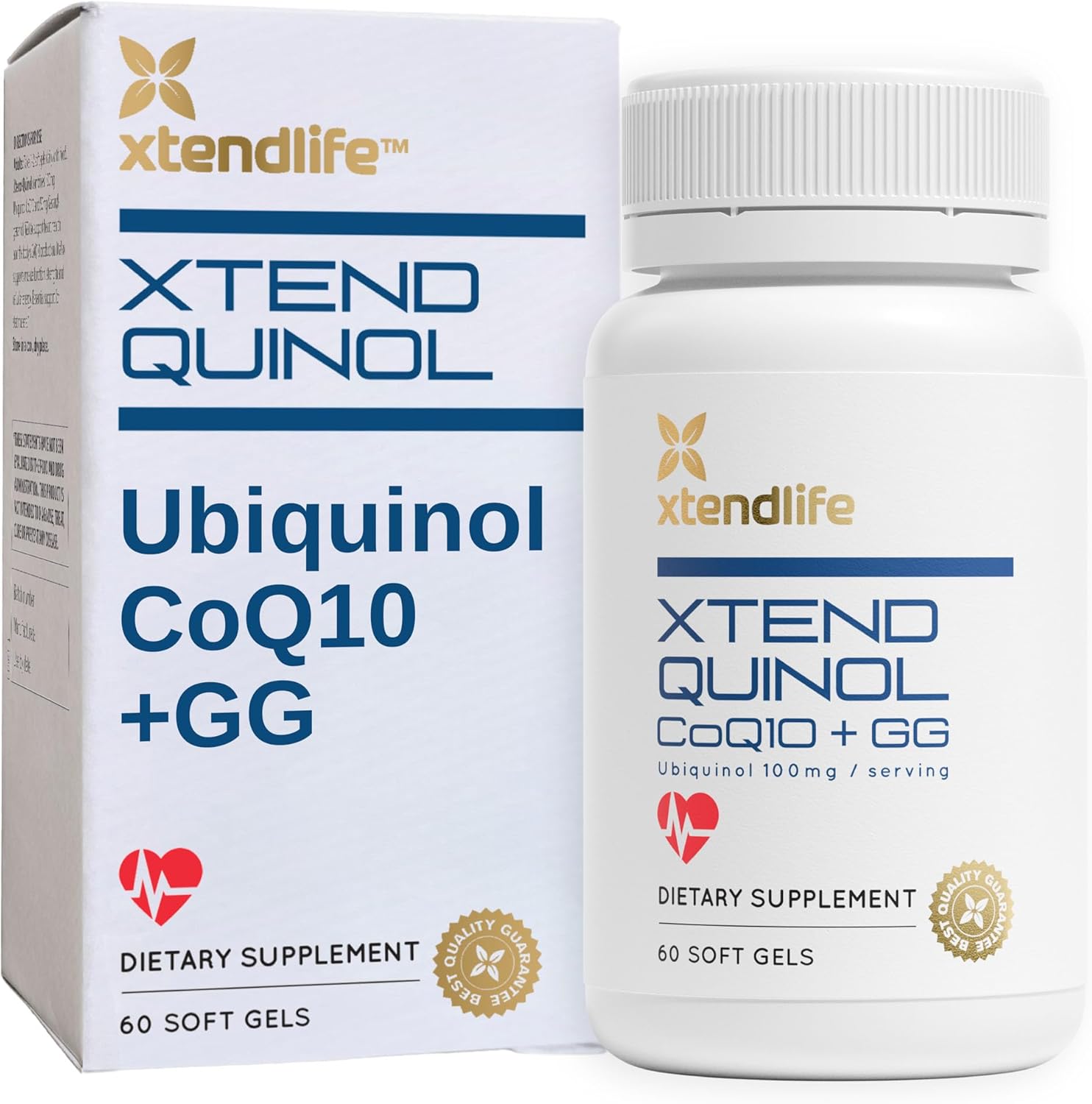 Xtendlife Xtend-Quinol CoQ10 Ubiquinol & GG Supplement - Heart Health, Cellular Energy, Aging - 2 Month Supply