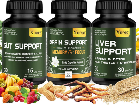 Xuore Liver Renew Cleanse Detox & Gut Support Supplement for Men & Women - Advanced Brain Nootropic Formula