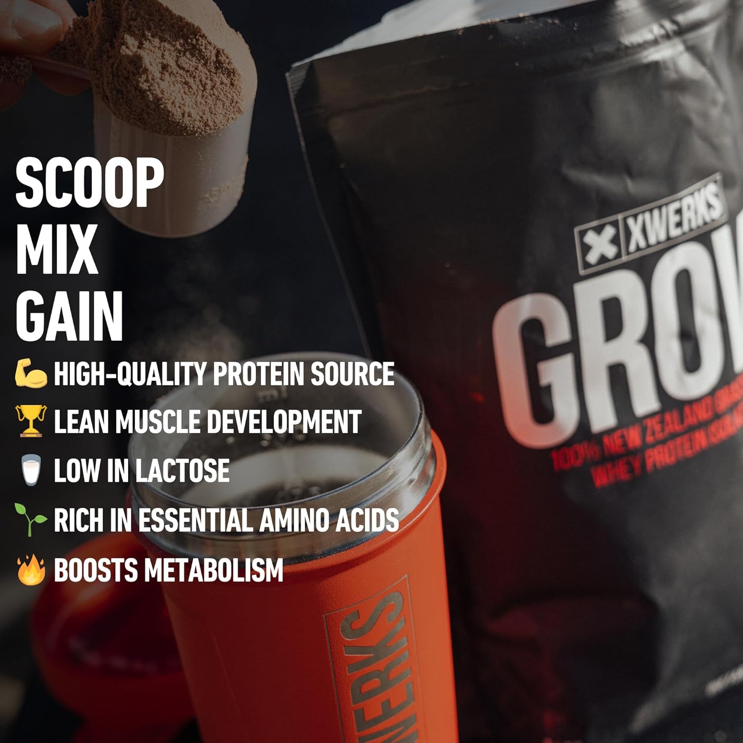 Xwerks Grow Strawberry Grass-Fed Whey Protein Isolate Powder - 25g Protein (30 Servings) Paleo, Keto, Soy & Gluten-Free