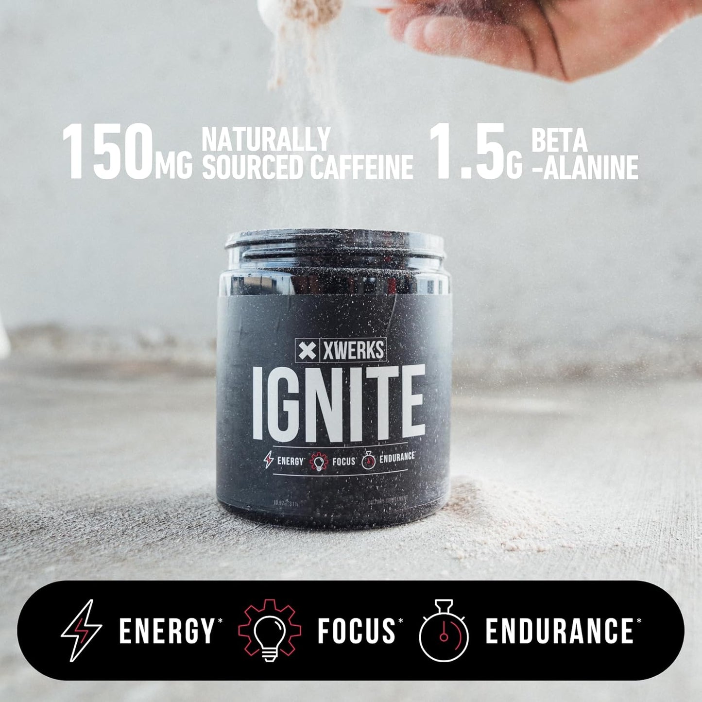 Xwerks Ignite Orange Pre-Workout Powder - Natural Keto Blend for Explosive Energy, Gluten-Free Stamina Boost with 150mg Caffeine - 30 Servings