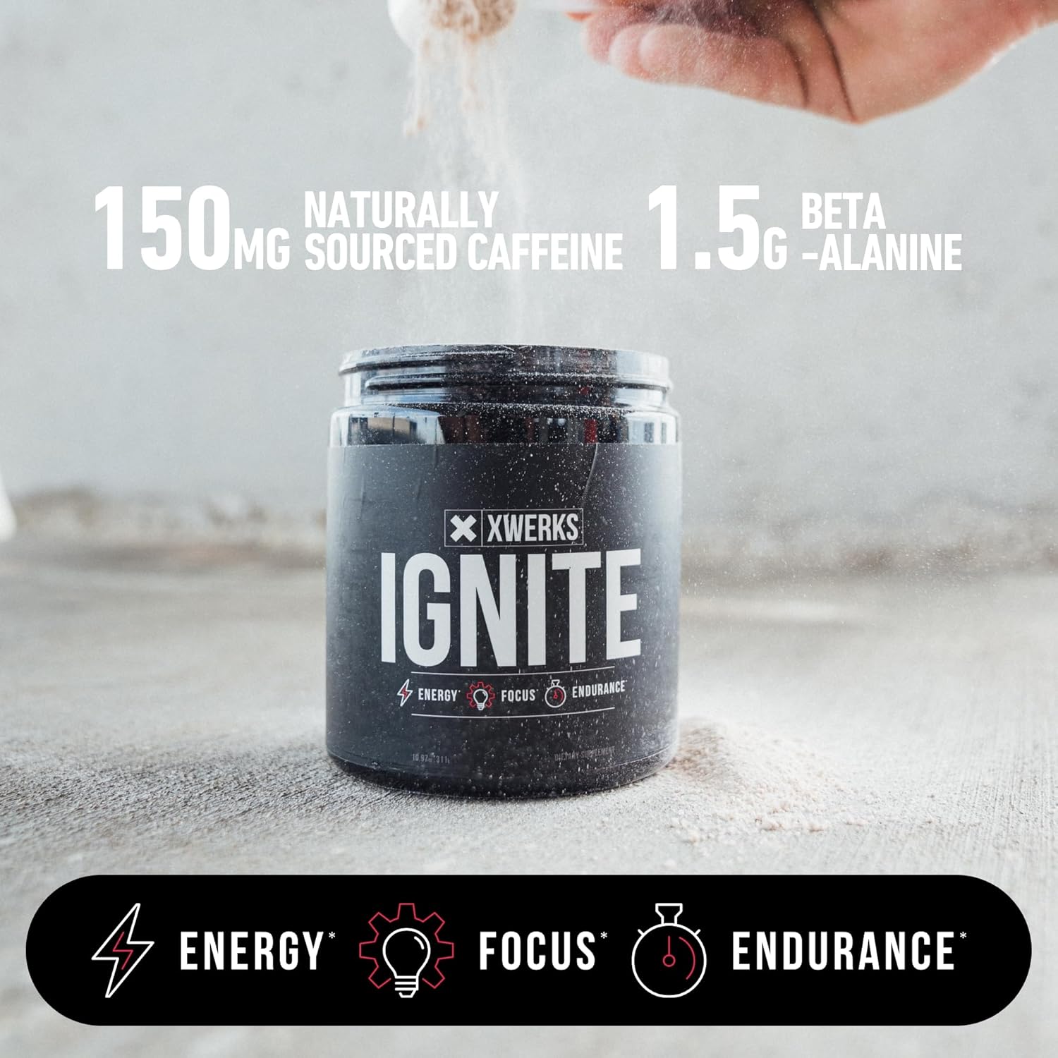 Xwerks Ignite Orange Pre-Workout Powder - Natural Keto Blend for Explosive Energy, Gluten-Free Stamina Boost with 150mg Caffeine - 30 Servings