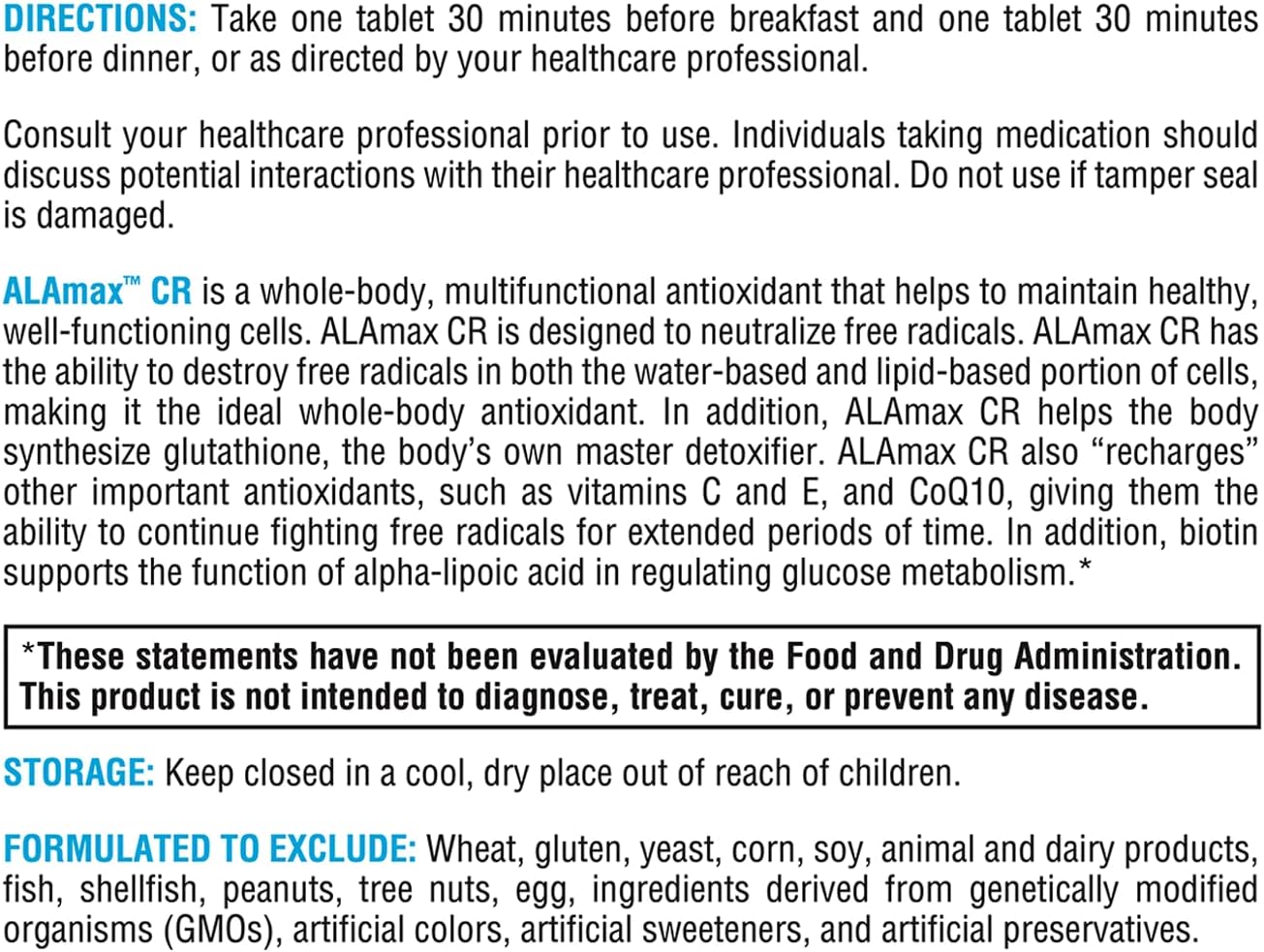 XYMOGEN ALAmax CR - 600mg Alpha Lipoic Acid Tablets with Biotin - Antioxidant & Detox Support (120 Tablets)