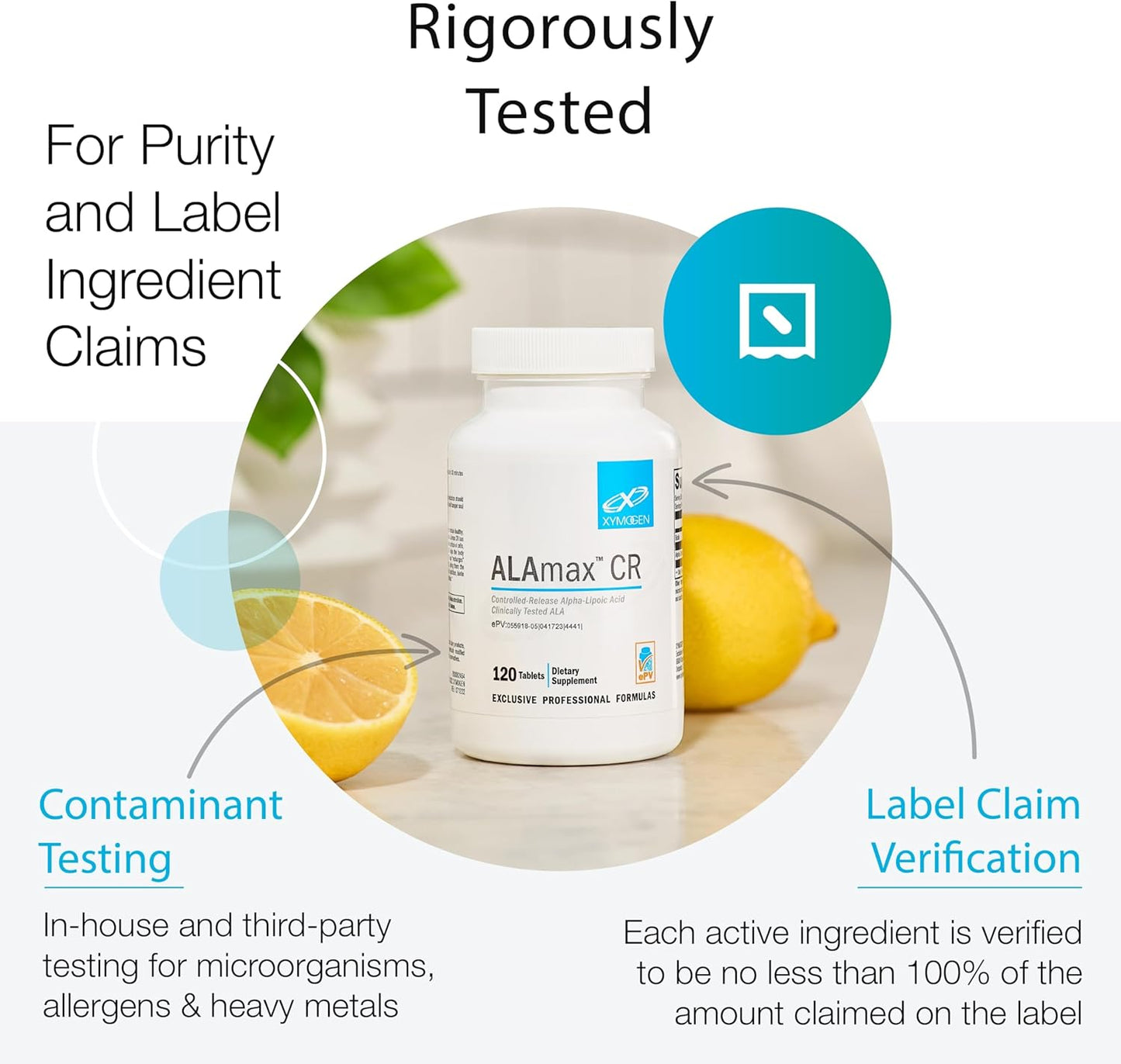 XYMOGEN ALAmax CR - 600mg Alpha Lipoic Acid Tablets with Biotin - Antioxidant & Detox Support (120 Tablets)