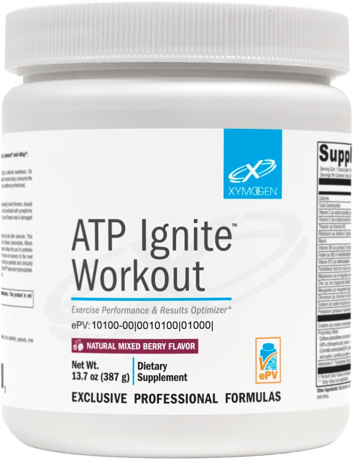 XYMOGEN ATP Ignite Preworkout Powder - Energy & Electrolyte Drink Mix - Performance & Recovery Support - Amino Acids, Vitamins, Electrolytes, Caffeine - Mixed Berry Flavor - 13.7 oz