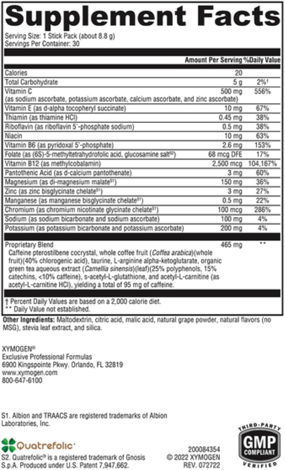 XYMOGEN ATP Ignite Preworkout Powder - Energy & Electrolyte Drink Mix - Performance & Recovery Support - Amino Acids, Vitamins, Electrolytes, Caffeine - Mixed Berry Flavor - 13.7 oz