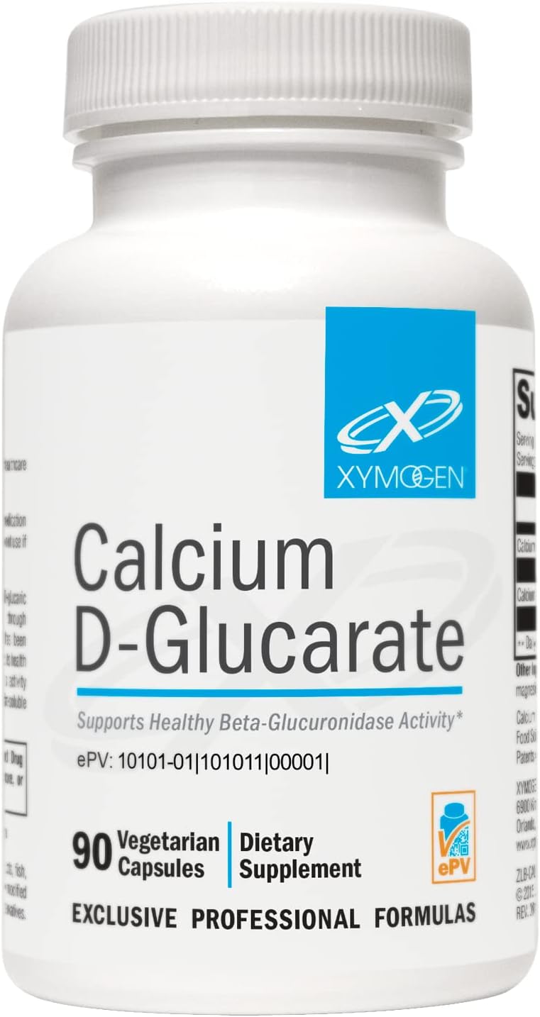 XYMOGEN Calcium D-Glucarate Supplement - 500mg Capsules for Healthy Detox of Fat-Soluble Toxins, Estrogen, and Androgens