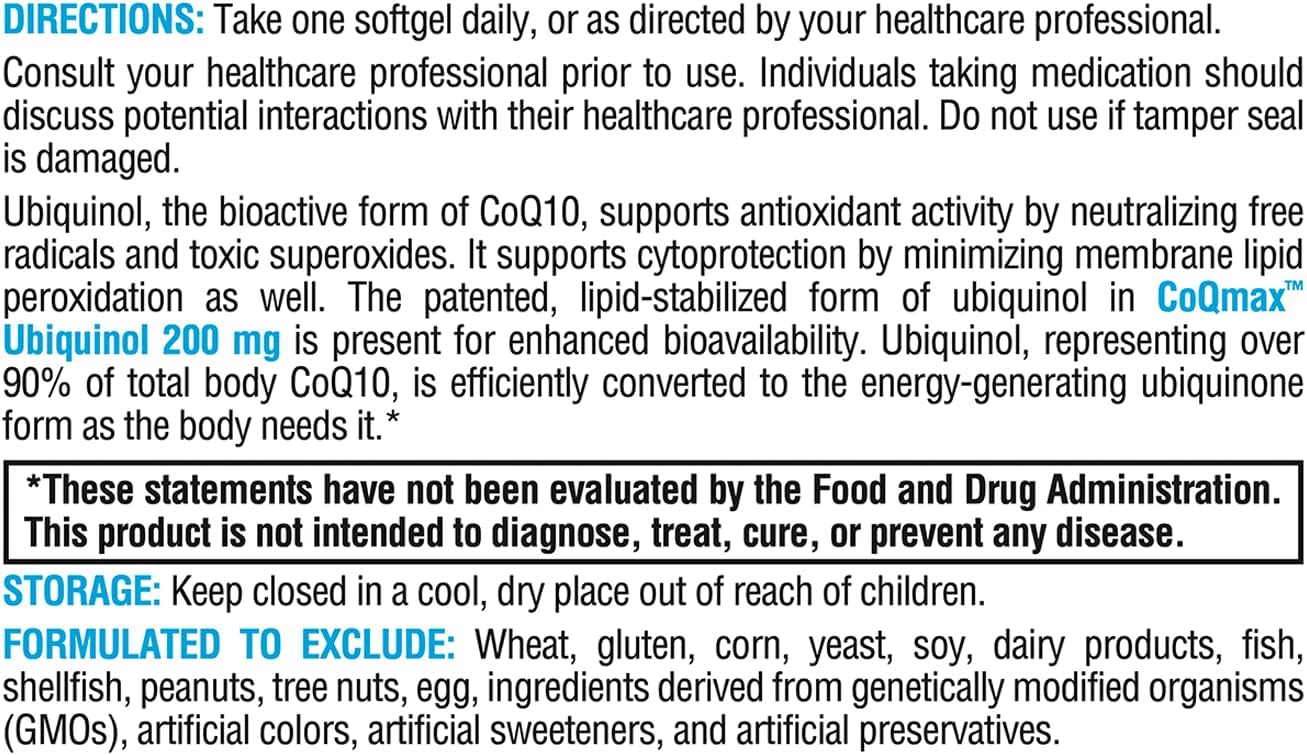 XYMOGEN CoQmax 200mg - Patented Stabilized CoQ10 Ubiquinol Softgels for Antioxidant, Cognitive, and Heart Health Support