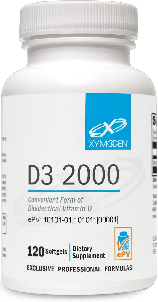 XYMOGEN D3 2000 IU - High Potency Bioavailable Vitamin D Supplement for Immune, Bone, and Heart Health (120 Softgels)