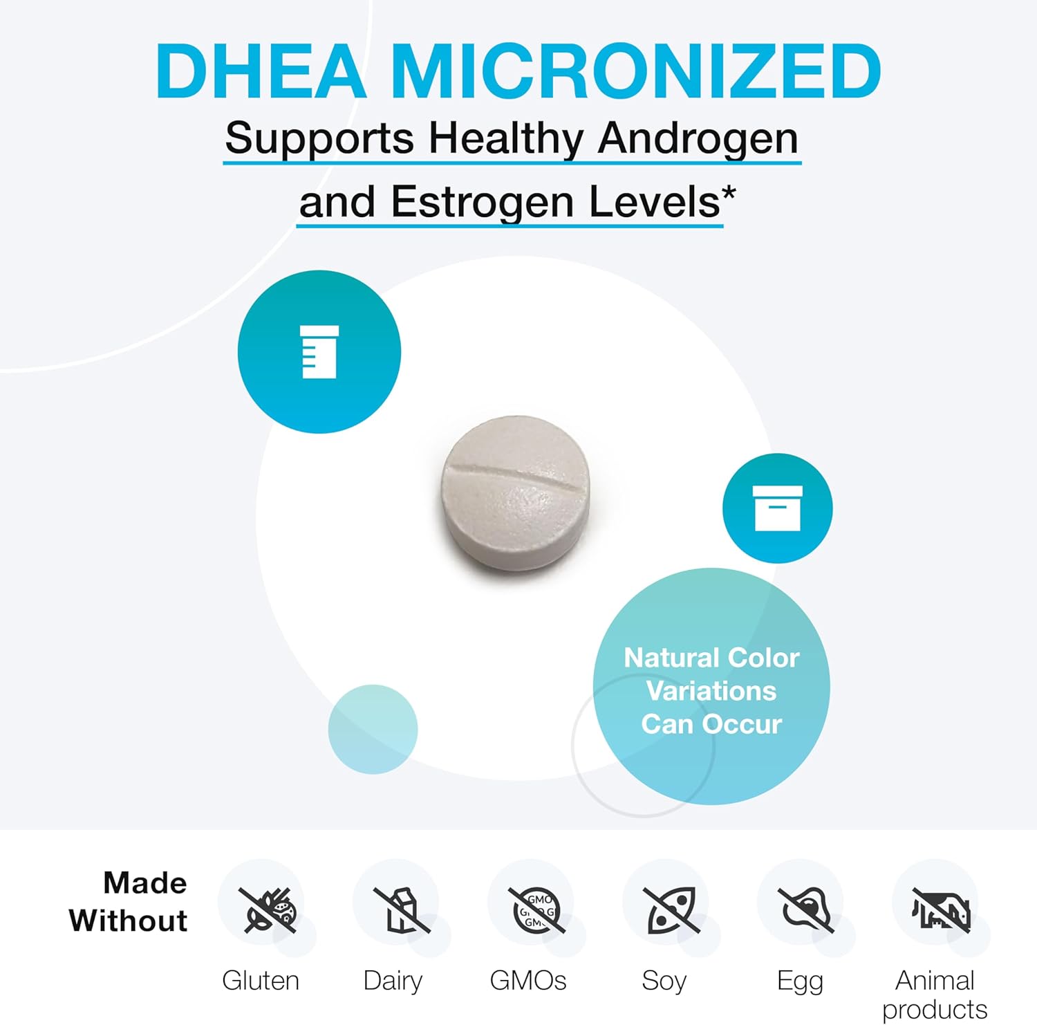 XYMOGEN DHEA Supplement - 10 mg Micronized Capsules for Healthy Androgen & Estrogen Levels + Adrenal Support - 60 Tablets for Men & Women