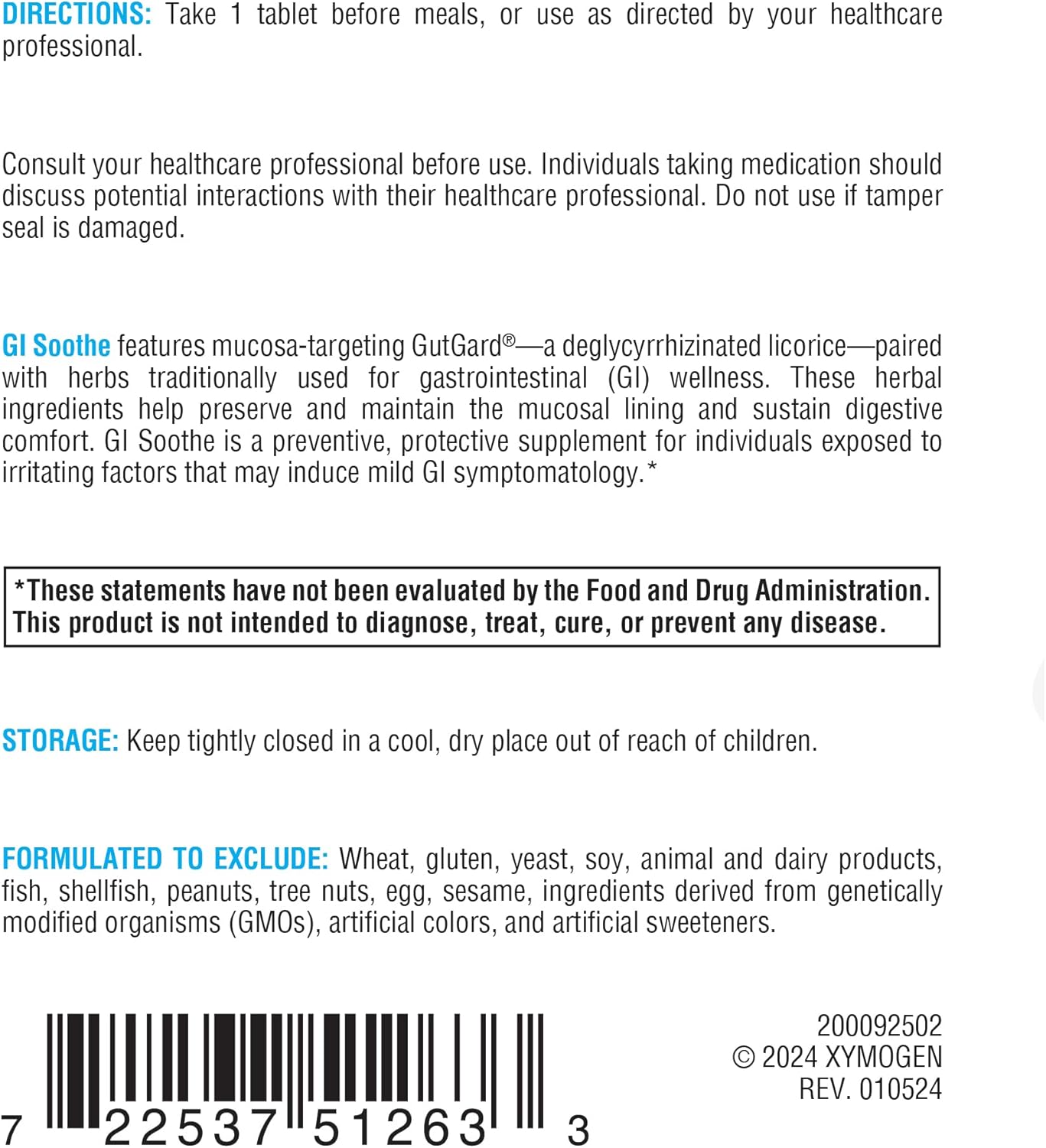 Xymogen GI Soothe Chocolate Tablets - Digestive Support with Slippery Elm, Licorice, and Marshmallow Root Extracts - Promotes Gut Health and Comfort - 90 Count