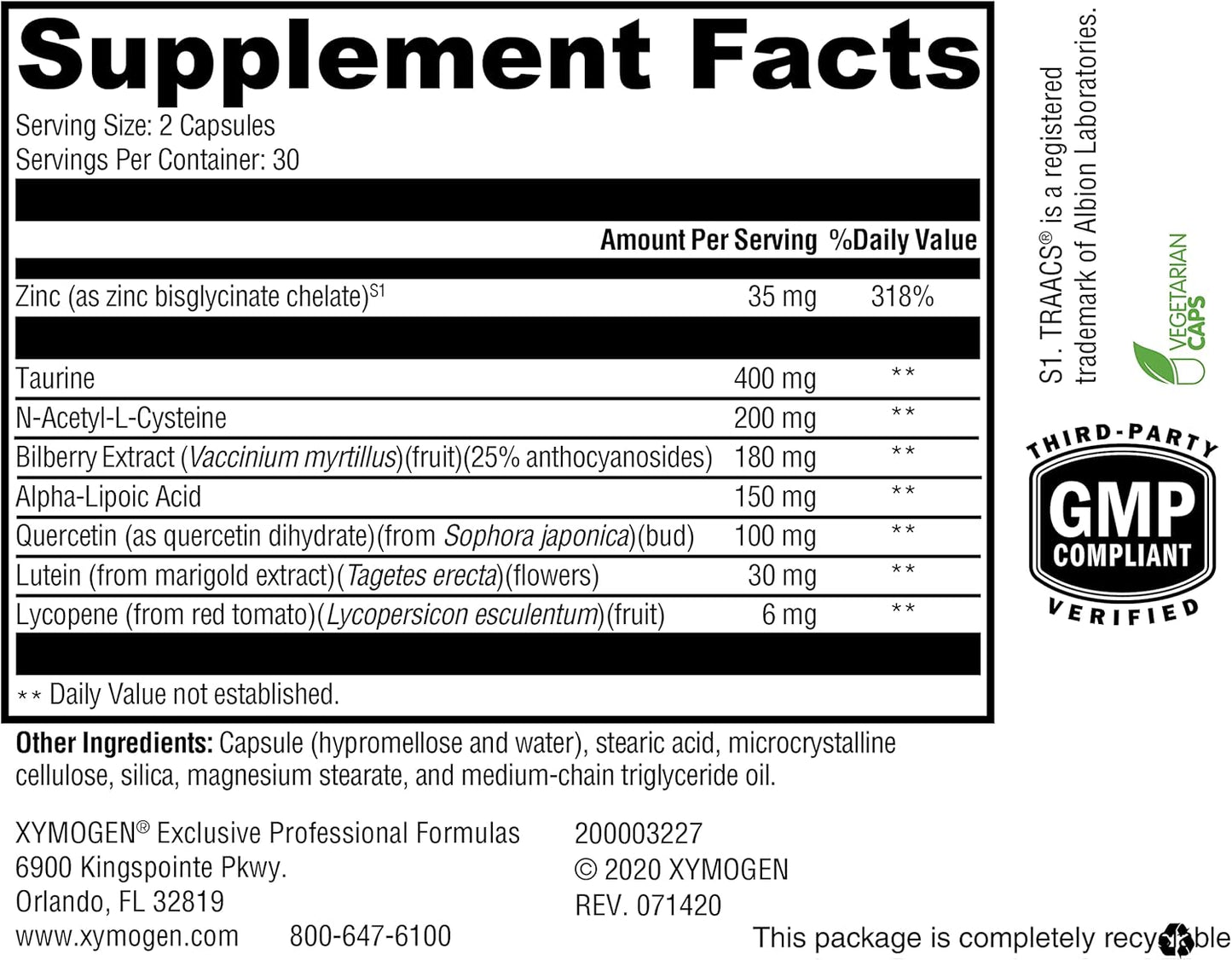 XYMOGEN I-Sight Capsules - Promotes Eye Health with NAC, ALA, Lutein, Lycopene, Bilberry Extract, Quercetin - 60 Count