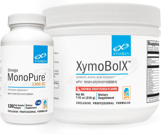 XYMOGEN Omega MonoPure 1300EC + XymBolX Bundle - Cardiovascular & Cognitive Support, Muscle Recovery - Non GMO, 120 Servings & 30 Servings
