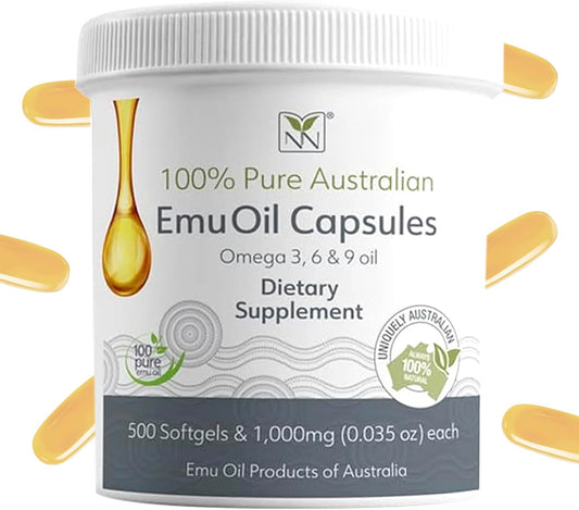 Y-Not Natural Emu Oil Capsules - Pharmaceutical Grade Supplement for Heart, Hair, Metabolism & Joints - 1000mg, 500 Capsules