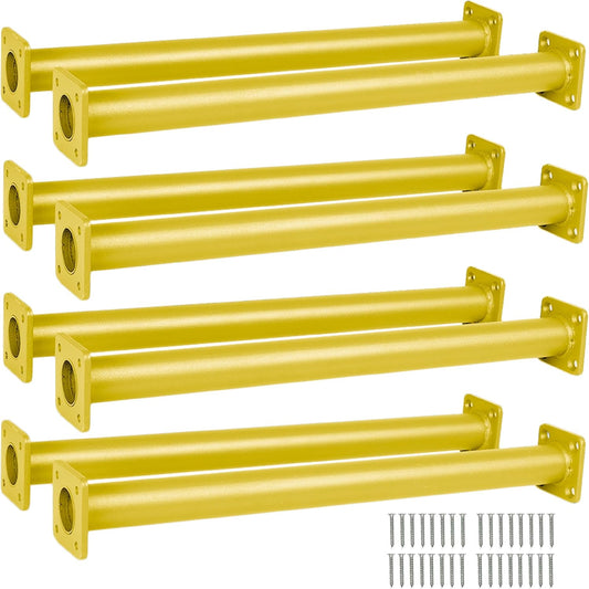 Yellow Powder Coated Monkey Bars Playset Attachment for Backyard, Set of 8 Indoor Monkey Bar Rods - 16 1/2 Inches Long with Mounting Plates - Kids Playground Equipment