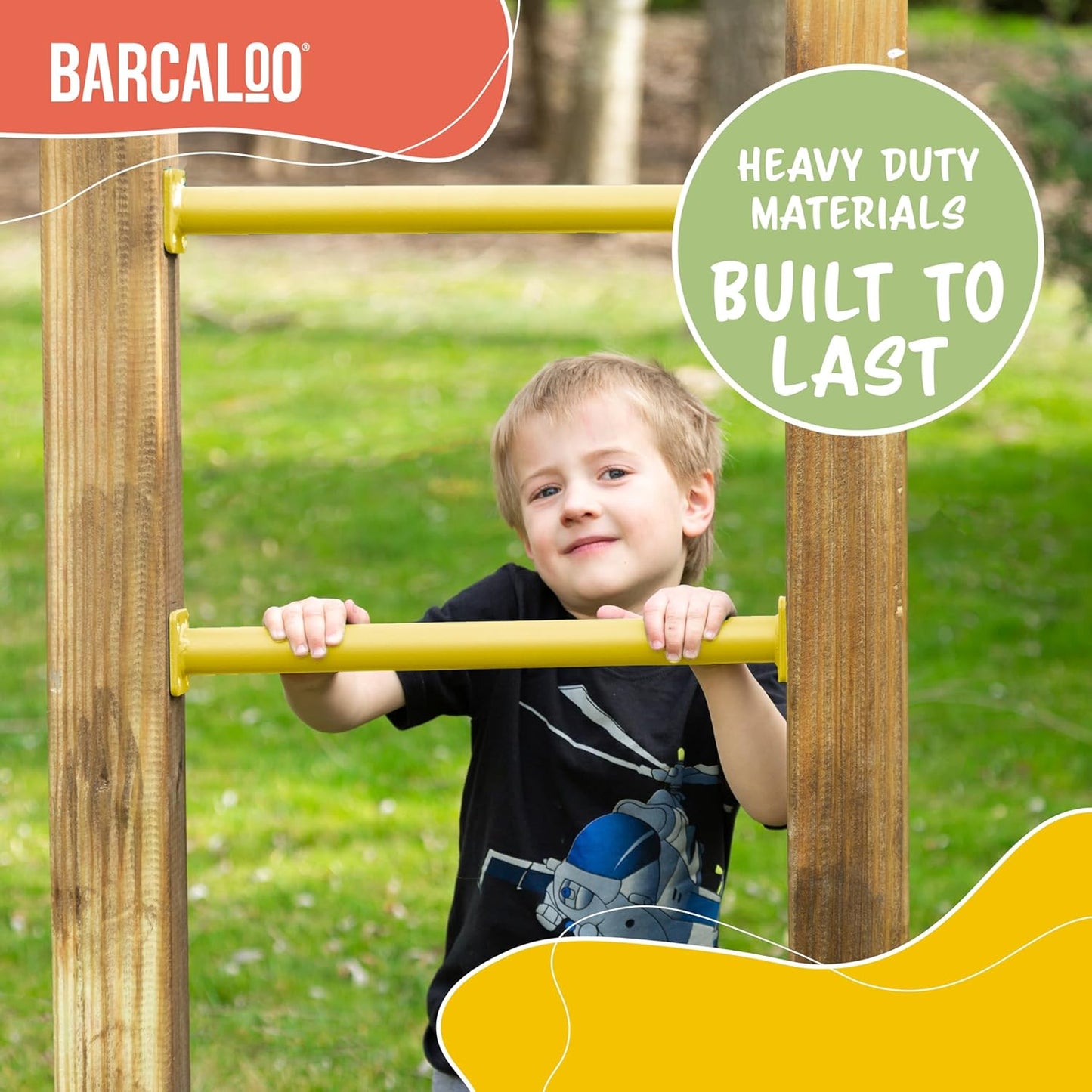 Yellow Powder Coated Monkey Bars Playset Attachment for Backyard, Set of 8 Indoor Monkey Bar Rods - 16 1/2 Inches Long with Mounting Plates - Kids Playground Equipment