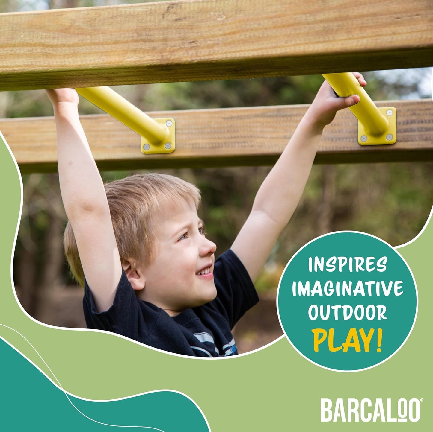 Yellow Powder Coated Monkey Bars Playset Attachment for Backyard, Set of 8 Indoor Monkey Bar Rods - 16 1/2 Inches Long with Mounting Plates - Kids Playground Equipment