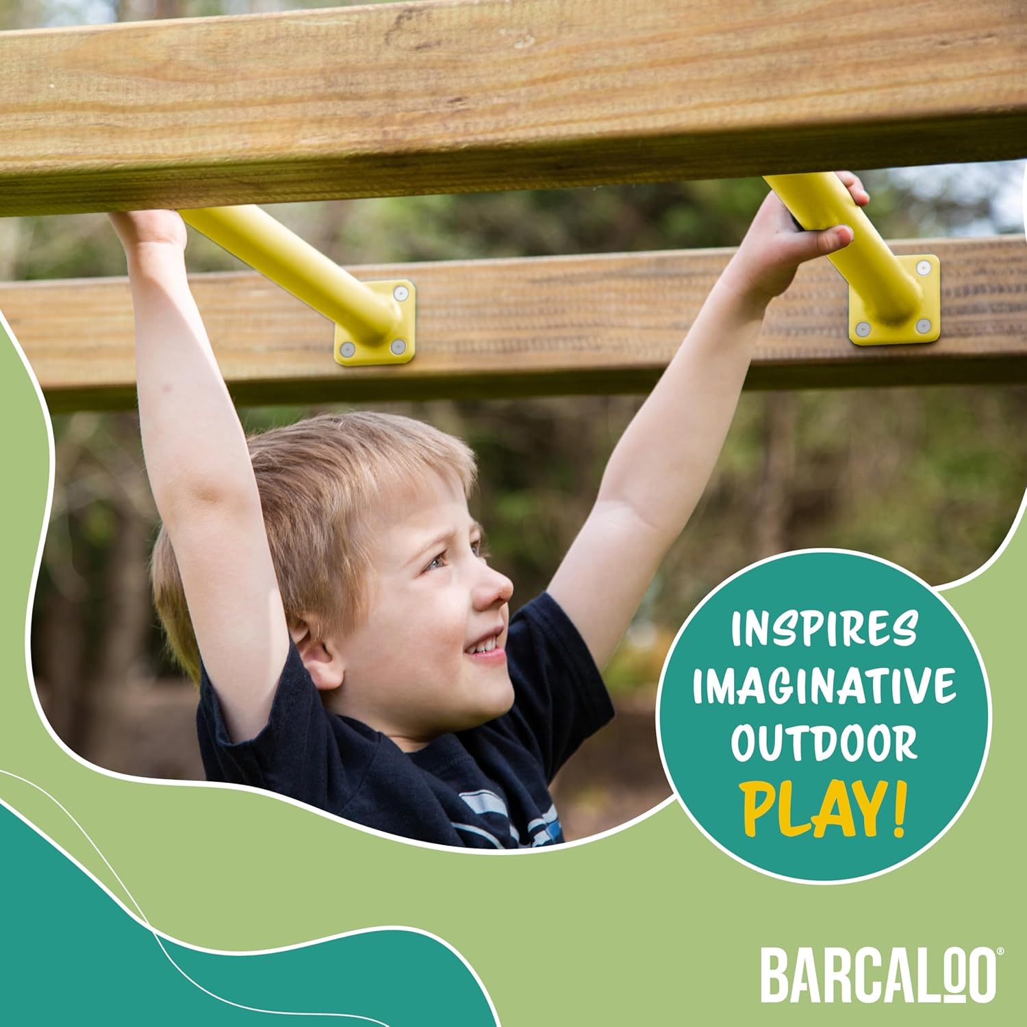 Yellow Powder Coated Monkey Bars Playset Attachment for Backyard, Set of 8 Indoor Monkey Bar Rods - 16 1/2 Inches Long with Mounting Plates - Kids Playground Equipment