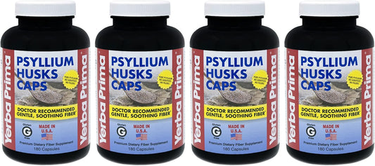Yerba Prima Psyllium Husk Capsules - 720 Capsules Total - Natural Fiber Supplement - Non-GMO and Gluten-Free