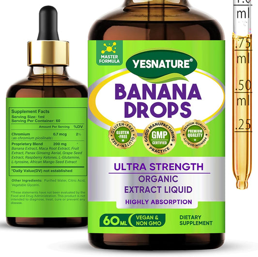 YESNATURE Ultra Strength Banana Drops for Gut Health and Detox - Natural Liquid Supplement