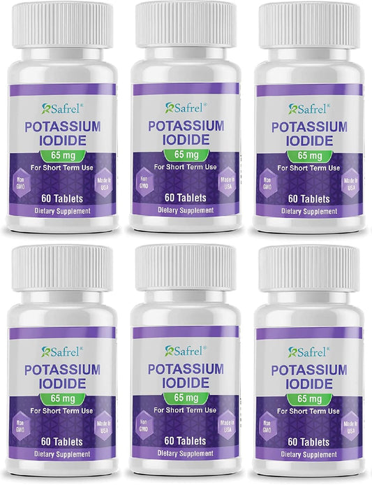 YODO Naciente Potassium Iodide Tablets 65 mg - 60 Count x 6 Packs | Thyroid Support | Non-GMO | Made in USA - Ki Pills Potassium Iodine Tabs