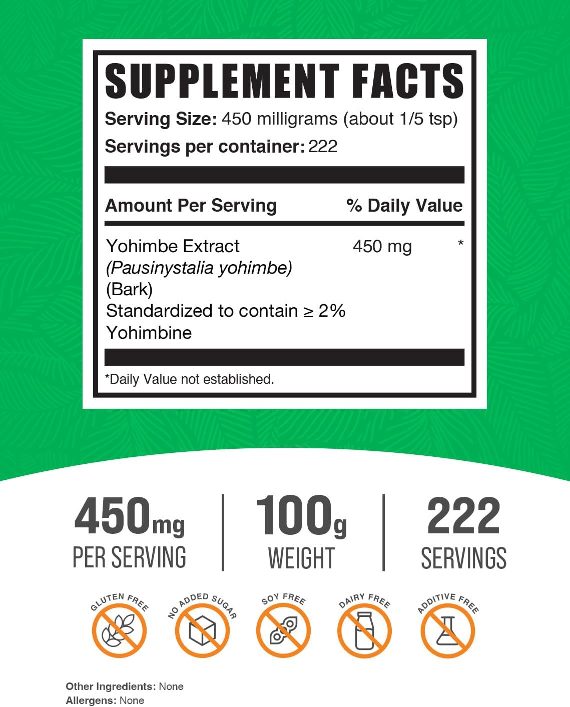 Yohimbe Extract Powder - Herbal Supplement, Gluten Free, 450mg per Serving - BulkSupplements.com Yohimbe Bark Powder