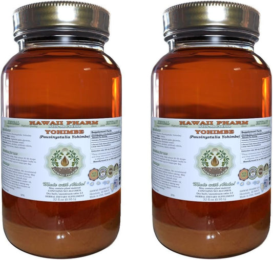 Yohimbe Liquid Extract - Alcohol-Free Dried Bark Glycerite Supplement - 64 fl.oz - Hawaii Pharm - USA Made