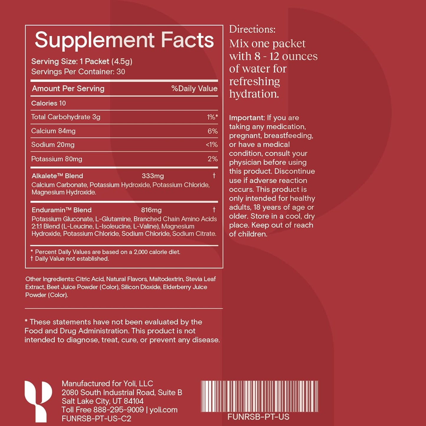 Yoli® Fun Electrolyte Powder Packets - Sugar-Free Hydration Powder with Alkalete Blend - Electrolytes for Energy and Hydration