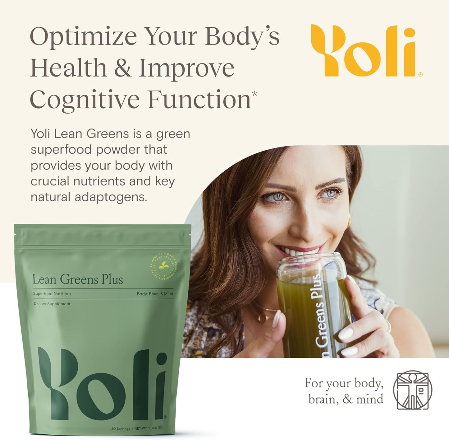 Yoli® Lean Greens Plus Superfood Powder Supplement - 14 OZ Size