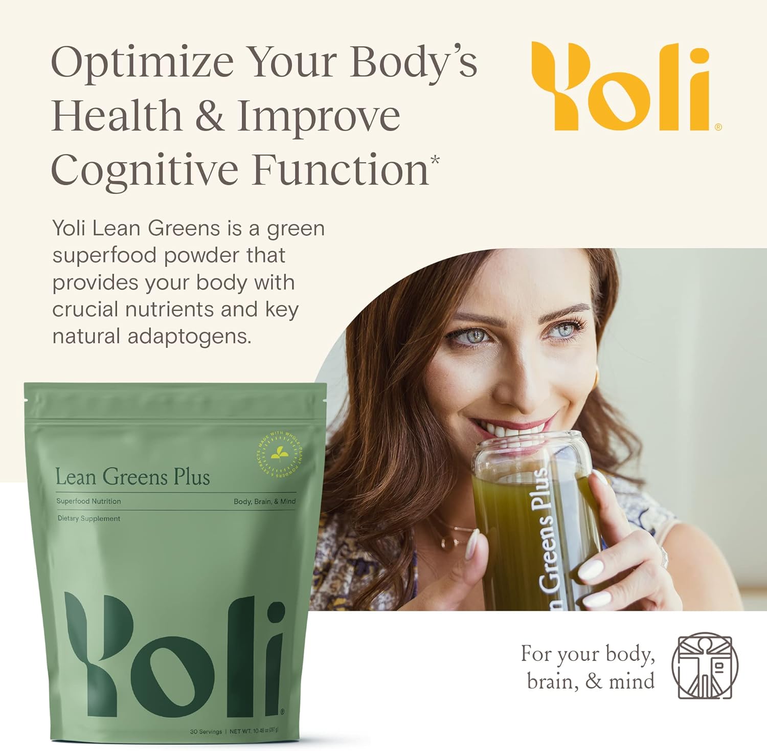 Yoli® Lean Greens Plus Superfood Powder Supplement - 14 OZ Size