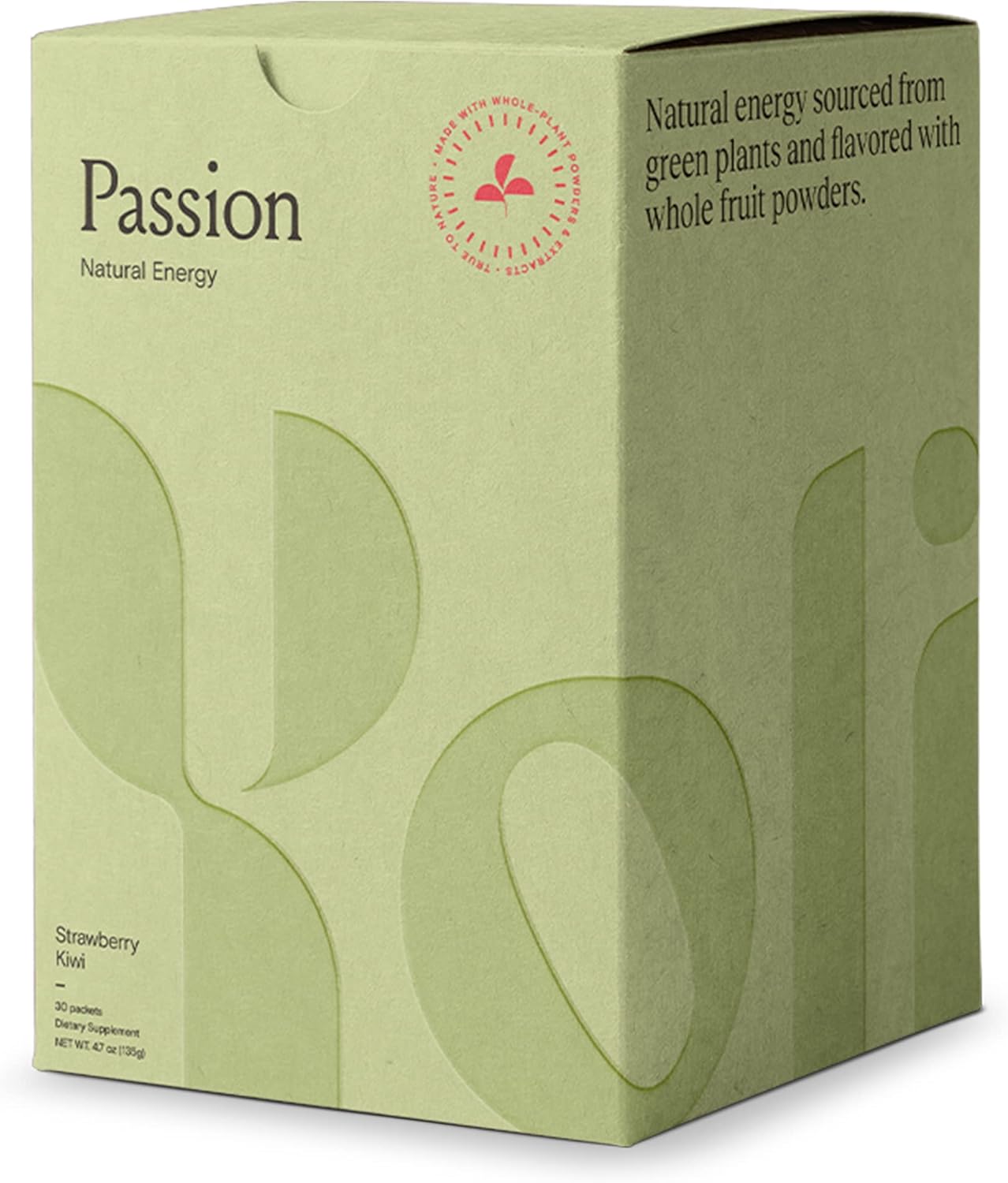 Yoli® Passion Energy Drink Powder Mix - 30 Packets, Strawberry Kiwi Flavor - Natural Endurance & Stamina Boost