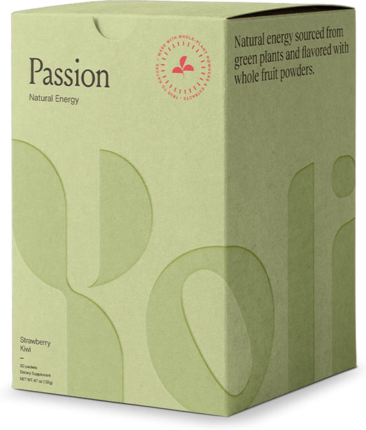 Yoli® Passion Energy Drink Powder Mix - 30 Packets, Strawberry Kiwi Flavor - Natural Endurance & Stamina Boost