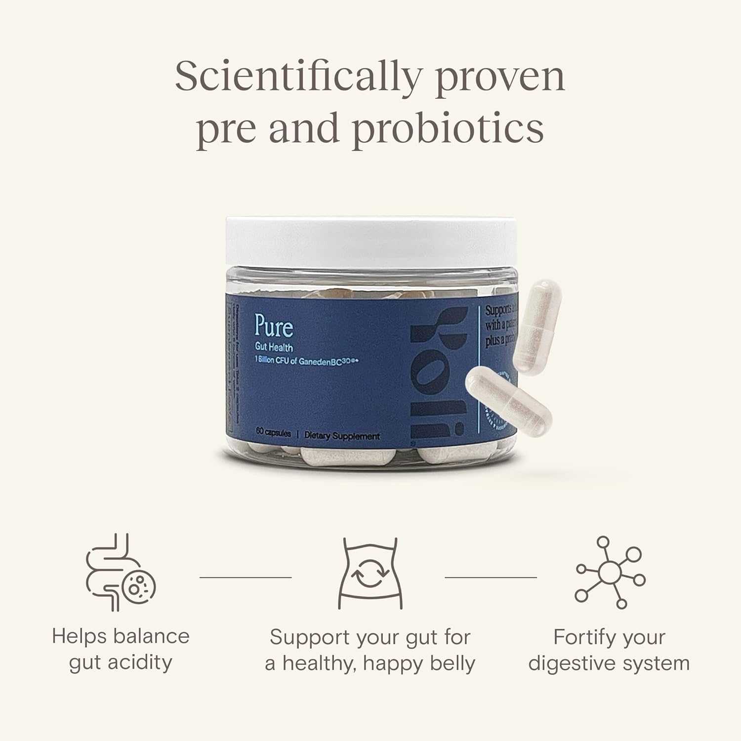 Yoli® Pure Probiotics Capsules - Digestive Health Supplements for Men and Women - 1 Billion CFUs